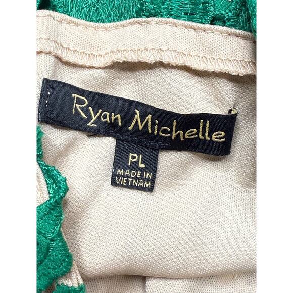 VTG RYAN MICHELLE  DRESS, CROCHET GREEN, Size PL - Picture 10 of 10